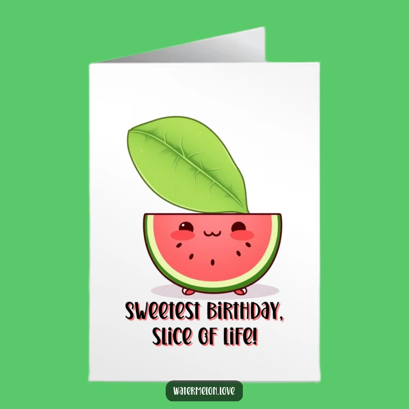 Cute Free Printable Birthday Card: Blushing Watermelon Peek-a-Boo Fun Gift