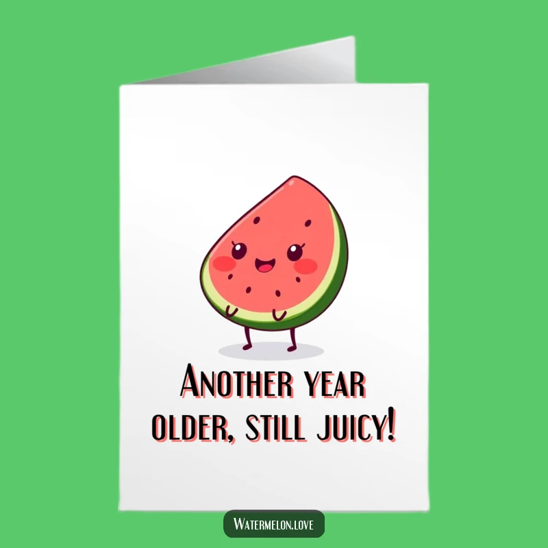 Free Printable Birthday Card: Funny Kawaii Watermelon Slice Bounce - Downloadable Joy!