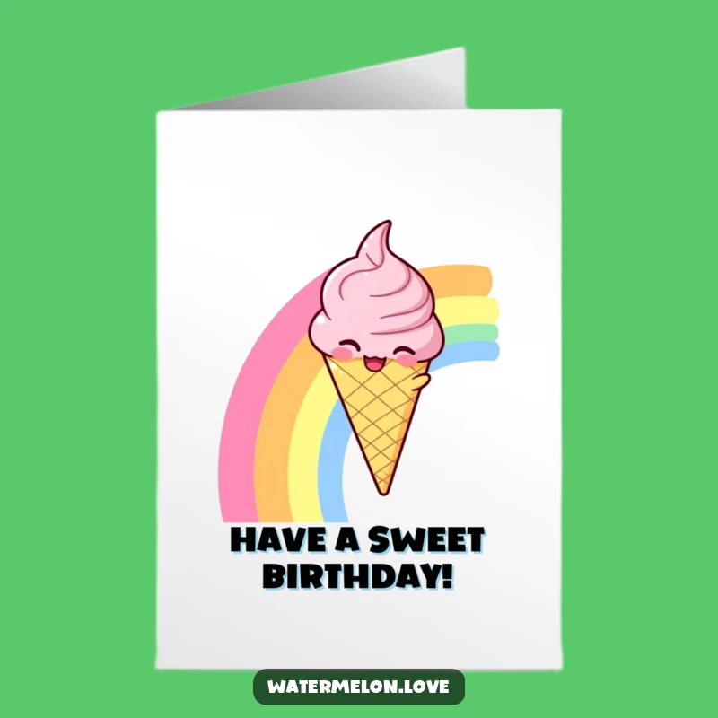 Free Printable Birthday Card: Ice Cream Rainbow Slide - Funny Downloadable Sweet Gift