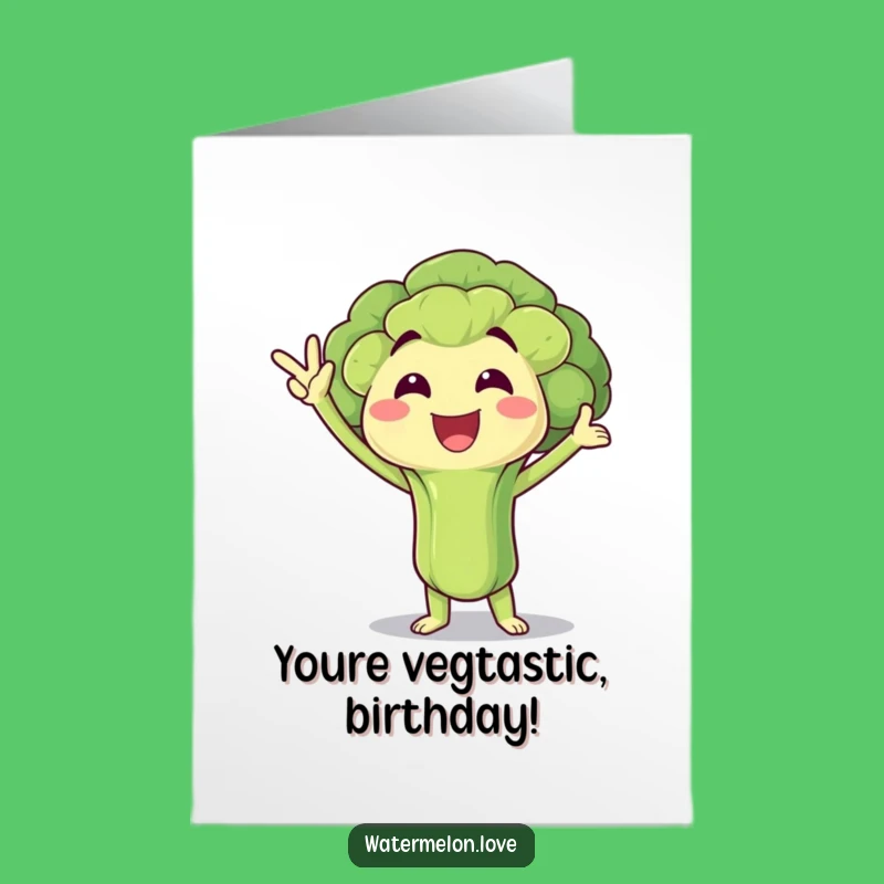 Free Printable Birthday Card: Victory Broccoli, Funny Downloadable Gift for Healthy Fun