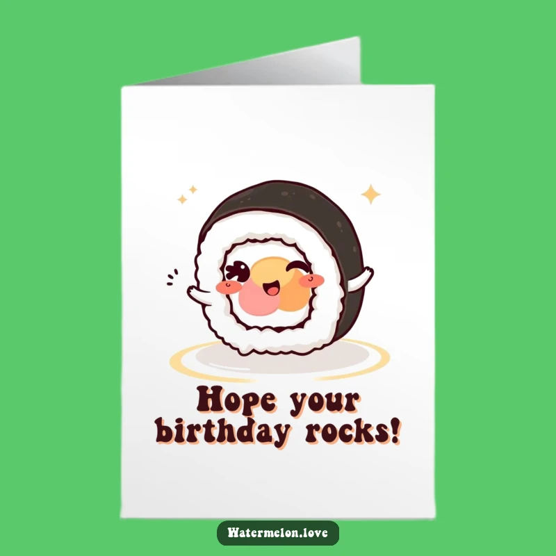Free Printable Kawaii Sushi Birthday Card: Winking Roll for a Rollicking Celebration
