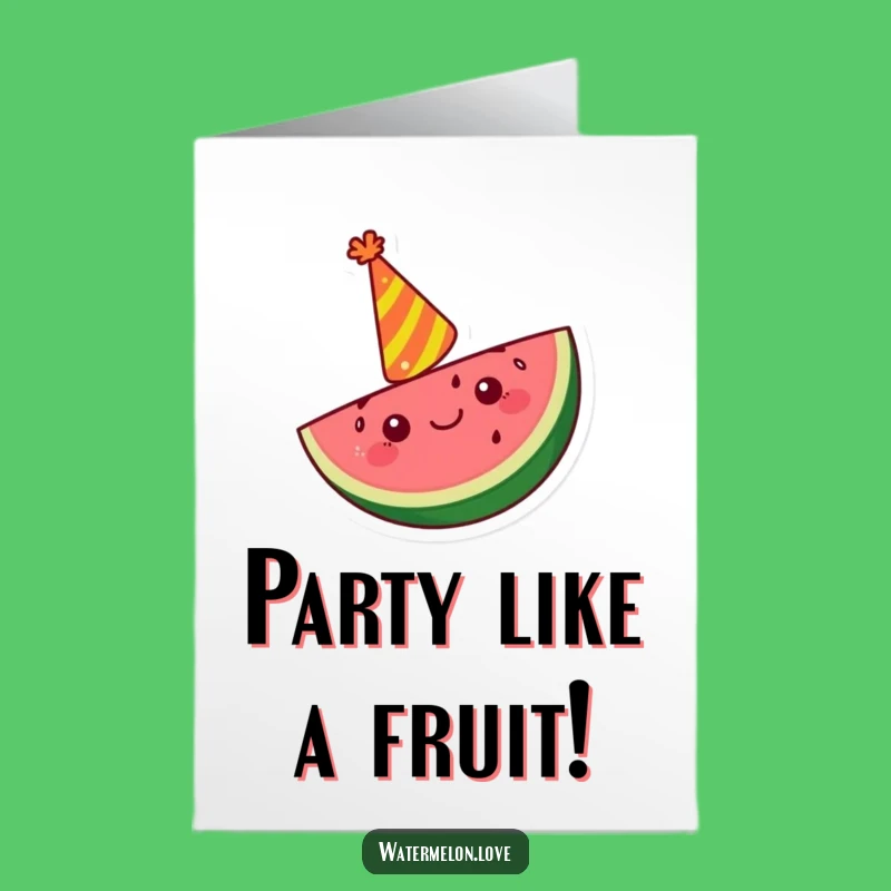 Free Printable Kawaii Watermelon Birthday Card: Cheerful Fruit Downloadable Gift