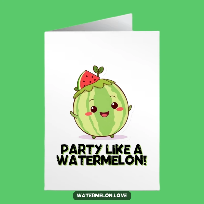 Free Printable Birthday Card: Shimmying Kawaii Watermelon - Downloadable Fun Celebration!