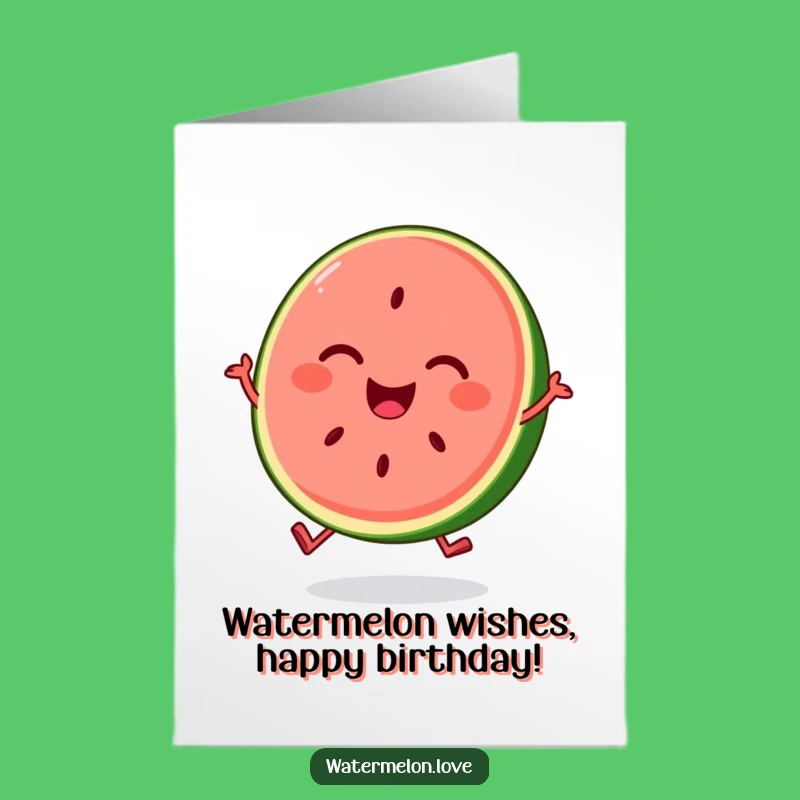Free Printable Birthday Card: Bouncing Watermelon for Joyful, Funny Downloadable Gift