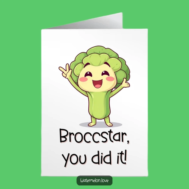 Free Printable Congrats Card: Victory Broccoli, Funny Downloadable Gift for Winning