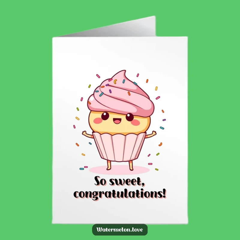 Free Printable Congrats Card: Spinning Cupcake, Funny Downloadable Gift for Sweet Success