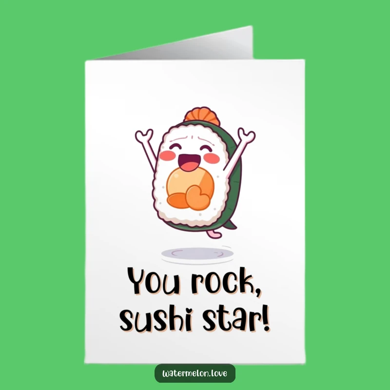 Free Printable Congrats Card: Sushi Leap of Joy - Downloadable Celebration Gift