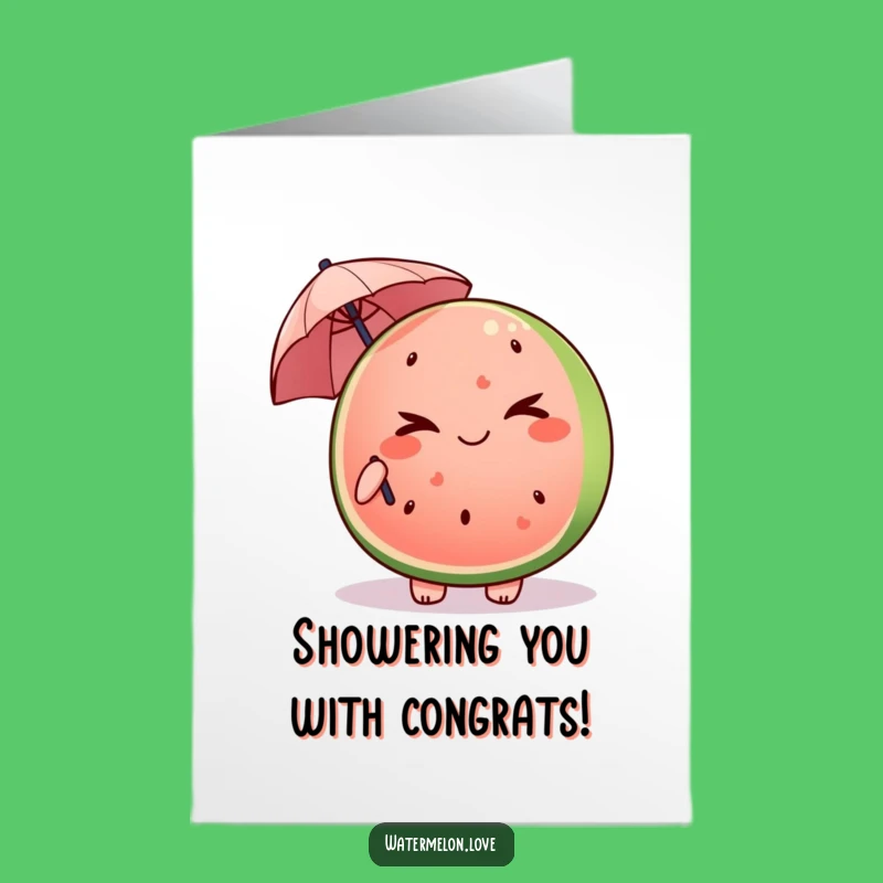 Free Printable Kawaii Watermelon Congrats Card: Winking Celebration Downloadable Gift