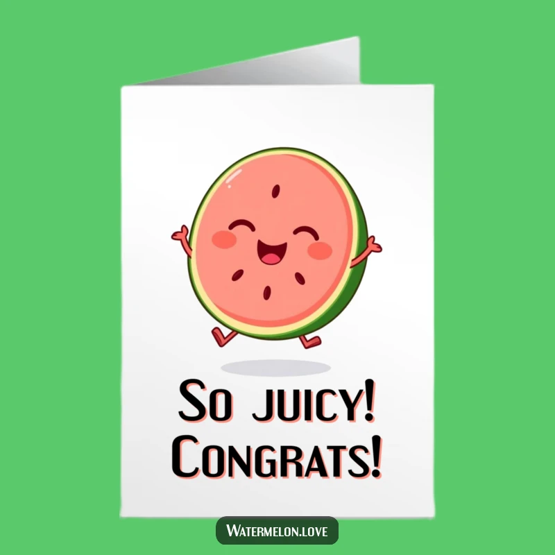 Free Printable Congrats Card: Bouncing Watermelon Cheers for Funny Downloadable Success