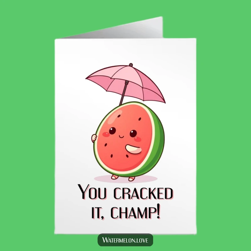 Free Printable Congrats Card: Kawaii Watermelon Umbrella Joy