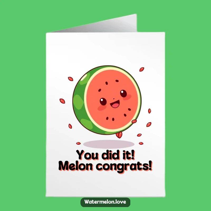 Free Printable Congratulations Card: Kawaii Watermelon Cartwheel Success Downloadable