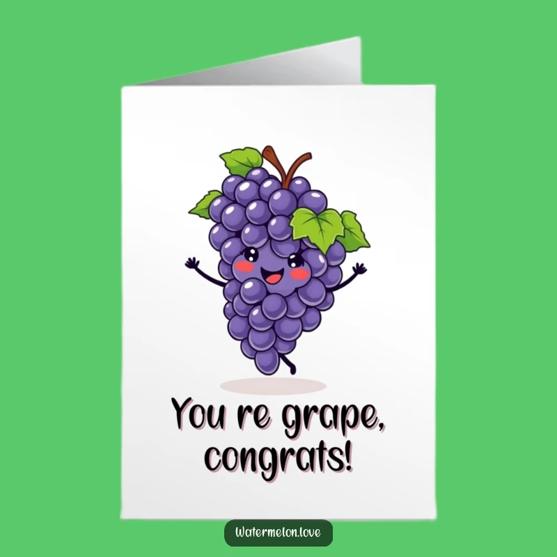 Free Printable Grape Congrats Card: Funny Cartwheel Downloadable Gift
