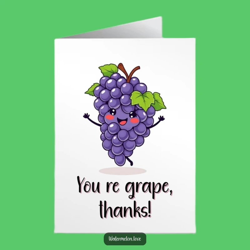 Free Printable Grape Thank You Card: Funny Cartwheel Downloadable Gift