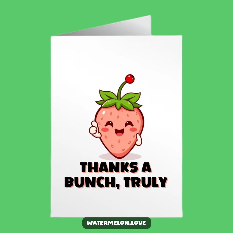 Free Printable Happy Strawberry Thank You Card: Fun Fruit Downloadable Gift