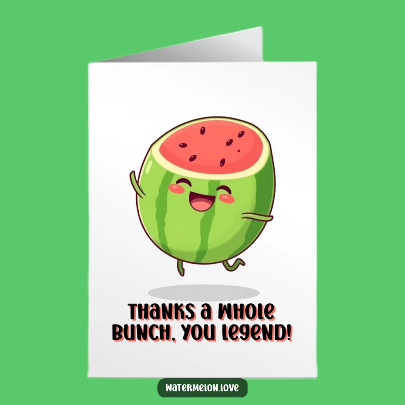 Free Printable Thank You Card: Bouncing Watermelon Slice - Downloadable Gratitude Gift