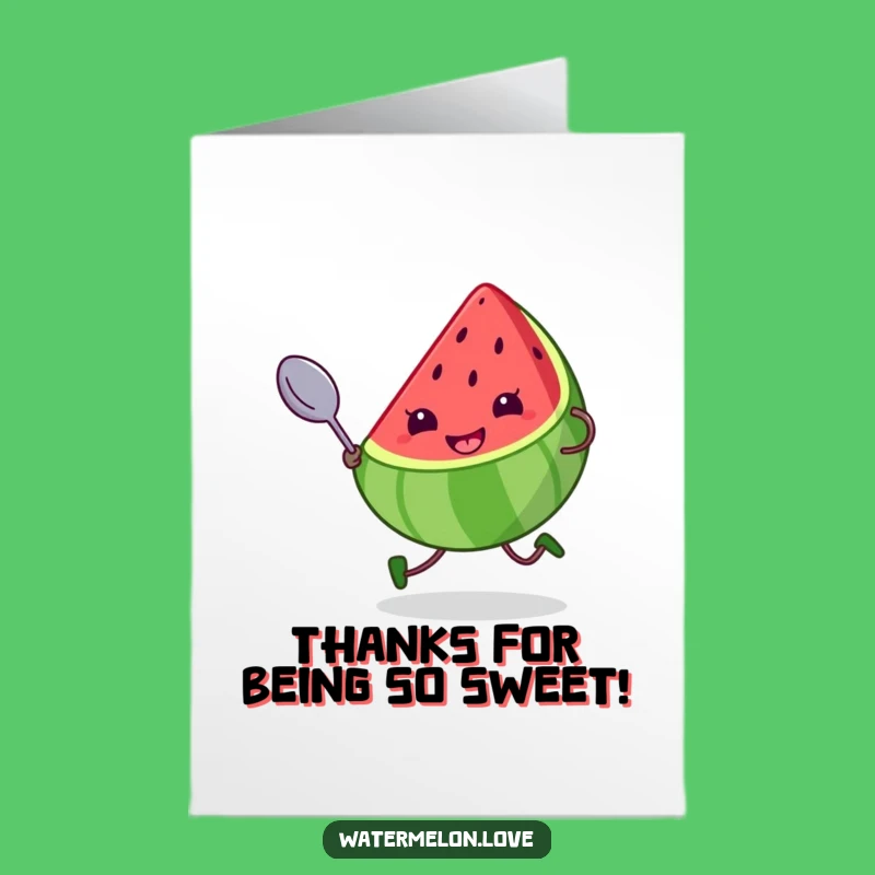 Free Printable Thank You Card: Funny Watermelon Spoon Sprint - Downloadable Gift