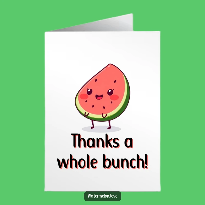 Free Printable Thank You Card: Happy Kawaii Watermelon Slice Bounce - Express Gratitude!