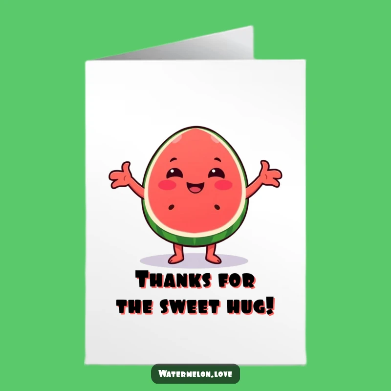 Free Printable Thank You Card: Hugging Kawaii Watermelon Wedge - Downloadable Gratitude!