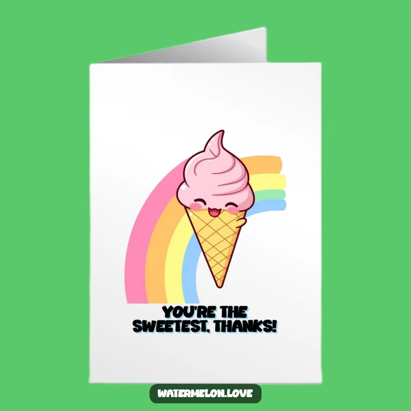 Free Printable Thank You Card: Ice Cream Rainbow Slide - Funny Downloadable Gratitude Gift