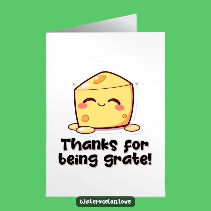 Free Printable Kawaii Cheese Thank You Card: Melty Gratitude from the Heart