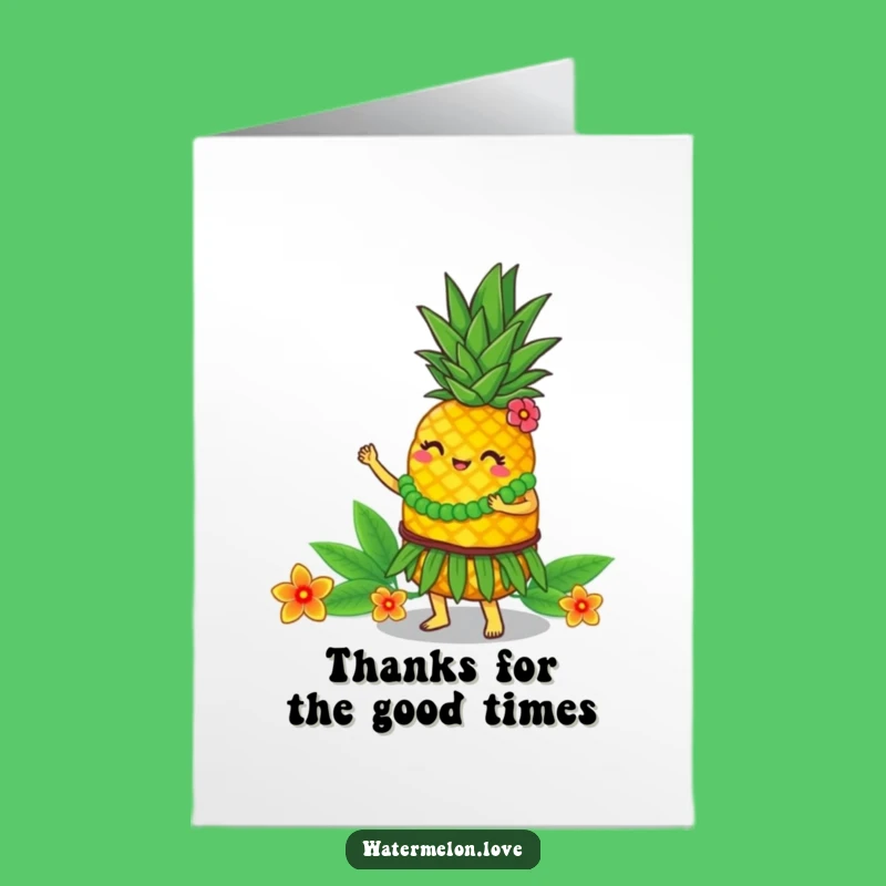 Free Printable Thank You Card: Hula Pineapple, Funny Downloadable Gift of Aloha