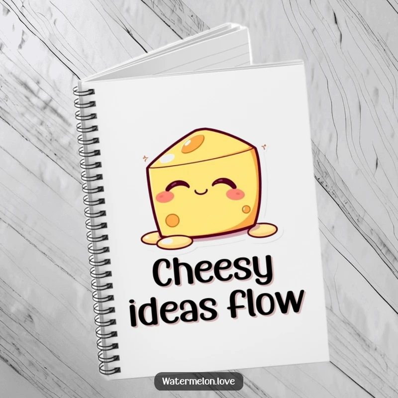 Funny Kawaii Melting Cheese Notebook: A blissfully melting cheese character inspiring relaxed thoughts and delightful notes.