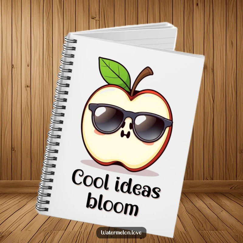 Funny Apple Slice Notebook with sunglasses, perfect for jotting down notes with cool and relaxed humor.