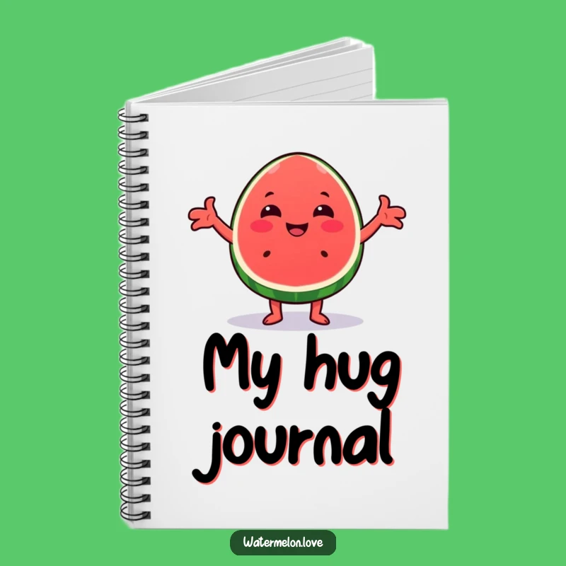 Funny Kawaii Watermelon Hug Notebook - Cheerful Wedge Journal Gift