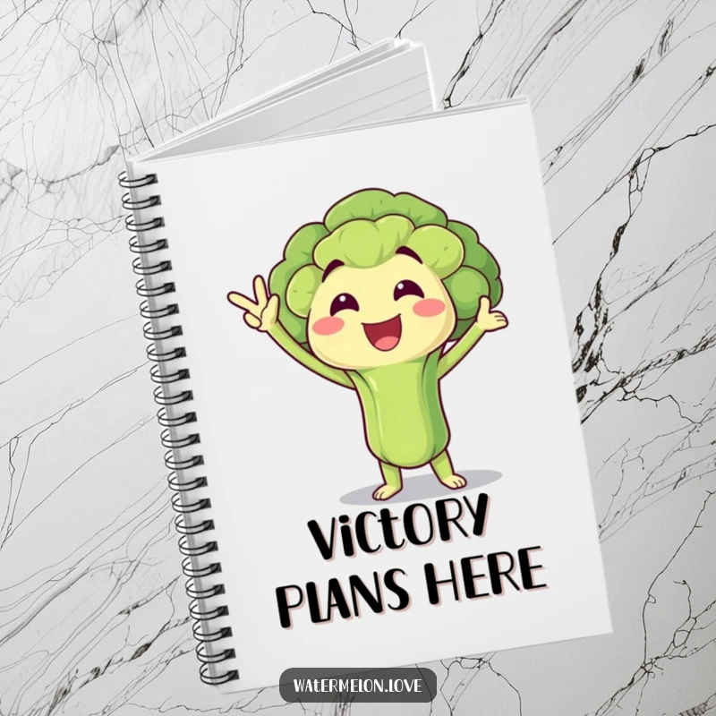 Funny Notebook: Broccoli floret in a victory pose, cover art for health enthusiasts, a delightful funny gift.