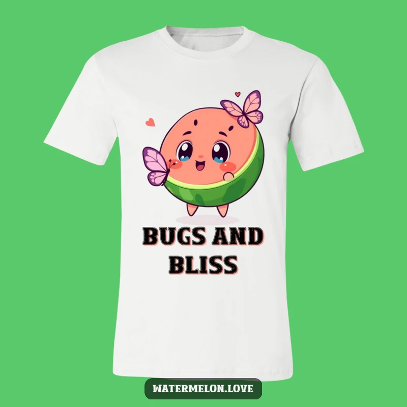 Funny Kawaii Watermelon Butterfly Chase T-Shirt: Excited Slice, Hilarious Gift
