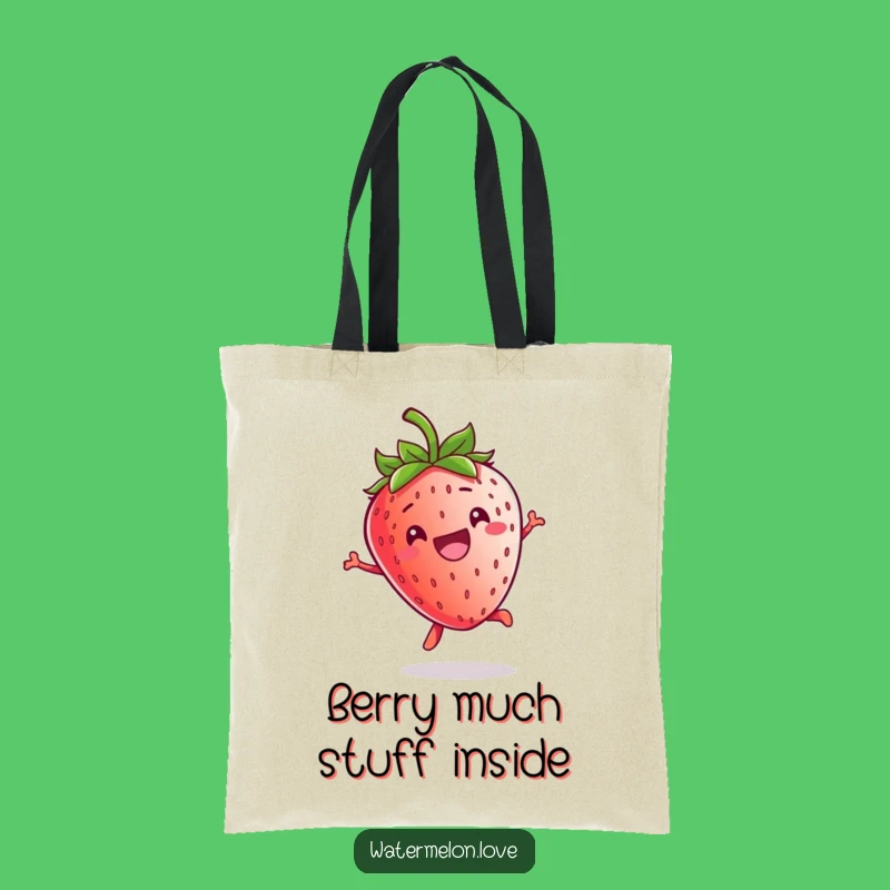 Funny Kawaii Strawberry Jump Tote Bag: Carry Your Fun Around!