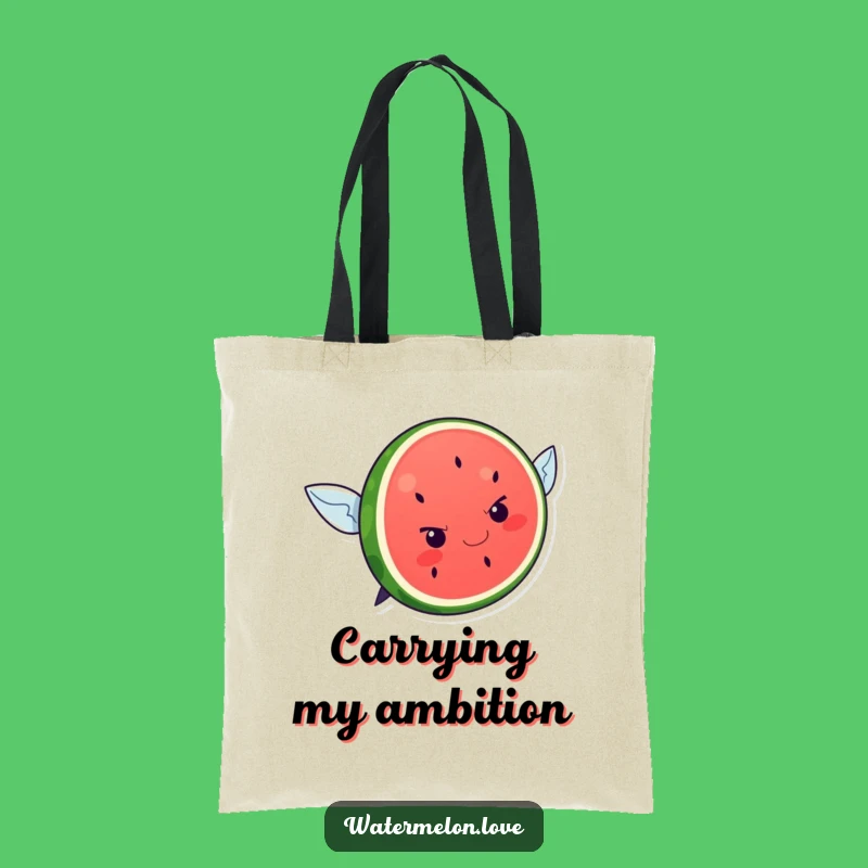 Funny Kawaii Watermelon Flying Attempt Tote: Determined Slice, Perfect Gift