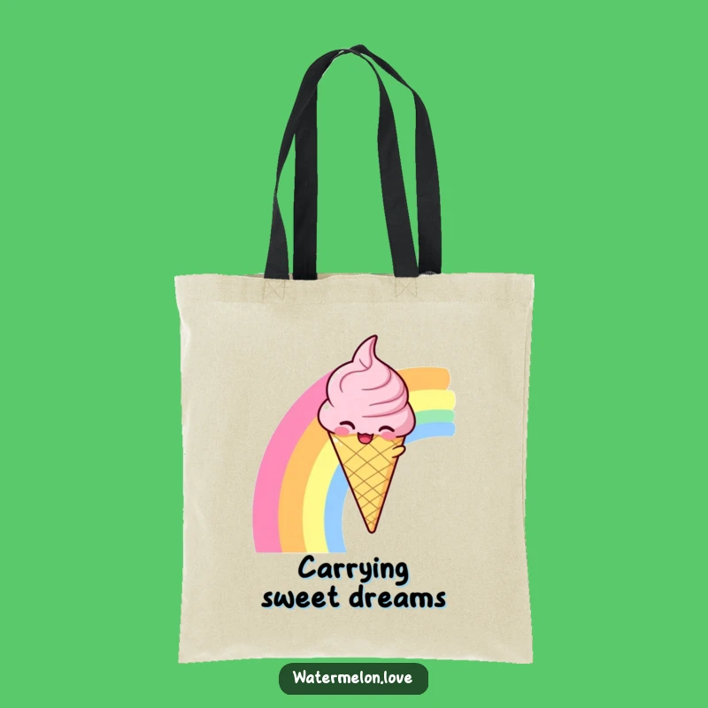 Funny Ice Cream Rainbow Tote Bag: Carry Your Sweetest Treasures