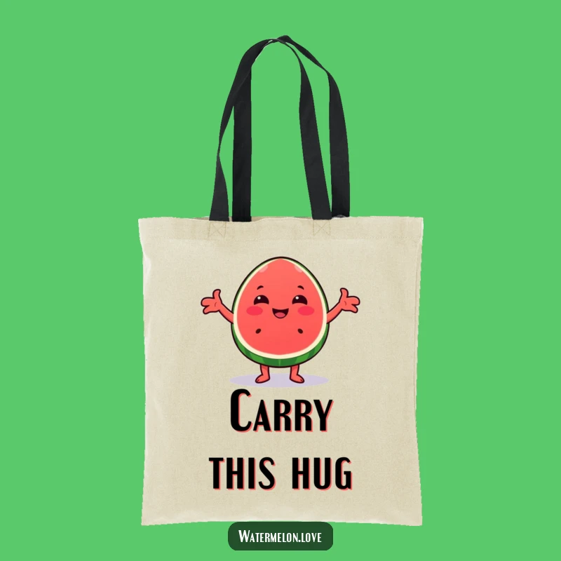Funny Kawaii Watermelon Hug Tote Bag - Cheerful Wedge Carry-All Gift