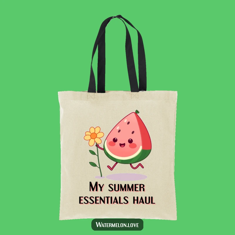Funny Kawaii Watermelon Tote Bag: Happy Skipping Fruit, Eco-Friendly and Humorous Carryall